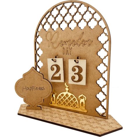 Calendrier de l'Avent Ramadan en bois, ornement DIY pour prière, décoration de table pour fête de l'Aïd et fournitures de Ramadan (1/5)