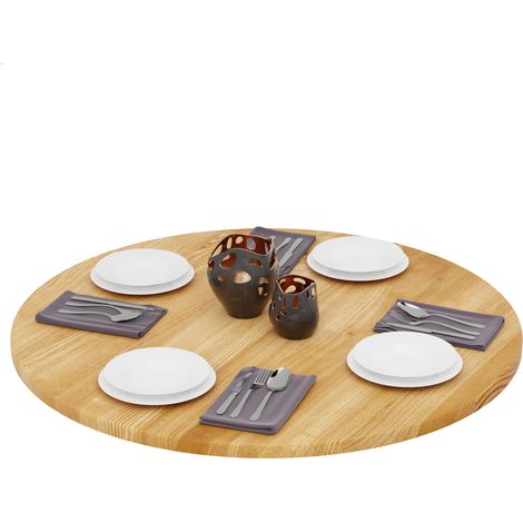LAMO Manufaktur Plateau de table rond 100 cm en bois naturel Dessus rond de table à manger, de cuisine, de bistrot Épaisseur : 28 mm Couleur : Rustique