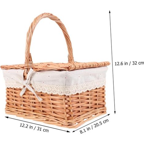 1 Panier de rangement tressé pour pique-niques - Couvercle en rotin pour mariages en extérieur (1/4)