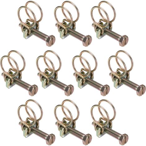 10pcs Collier À Double Fil Réglable 11-14mm Collier De Serrage Pour Tuyau En Acier Au Carbone Pour Tuyaux En Caoutchouc PVC Pour Collecteur De Poussière Pompe De Piscine (1/5)