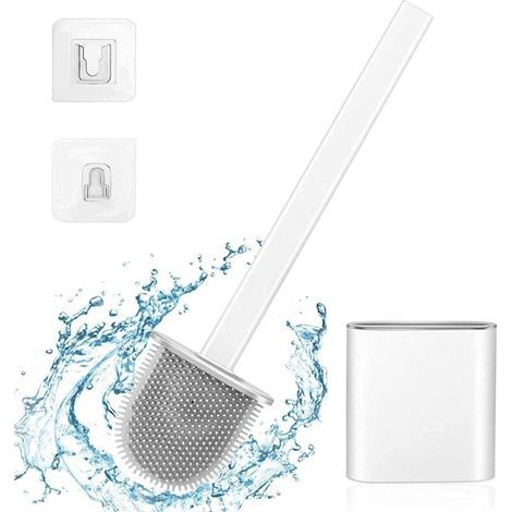 Scopa per WC in silicone ZOLGINAH, flessibile, ideale per angoli e piccoli spazi tra il WC e la parete (bianca) (1/5)
