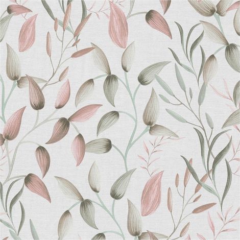 Country style wallpaper wall Profhome 397451 hot embossed non-woven wallpaper slightly textured with floral ornaments matt green pink cream 5.33 m2 (1/5)