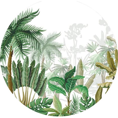 Papier peint intissé auto-adhésif rond  Thème Les tropiques - 70 x 70 cm (1/5)
