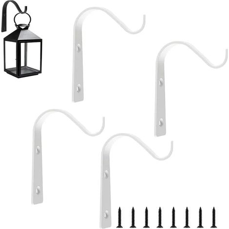 4 Pièces Support Plantes Fer Crochet Mural Suspension Mural Crochet Plante Support Plantes Suspendu Mural avec Huit vis, Blanc