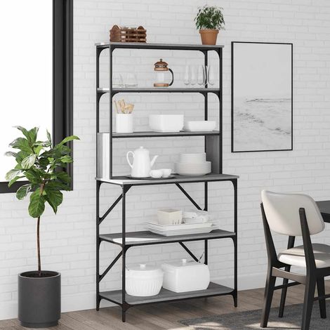 Bäckerregal 6 Fächer Grau Sonoma 90x40x180 cm Holzwerkstoff