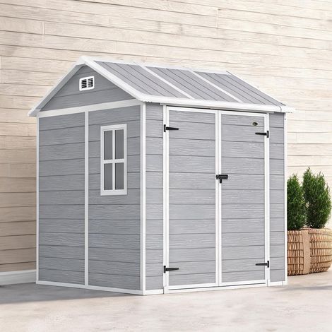 Abri de jardin en résine slate gris avec fenêtre et porte (1/5)