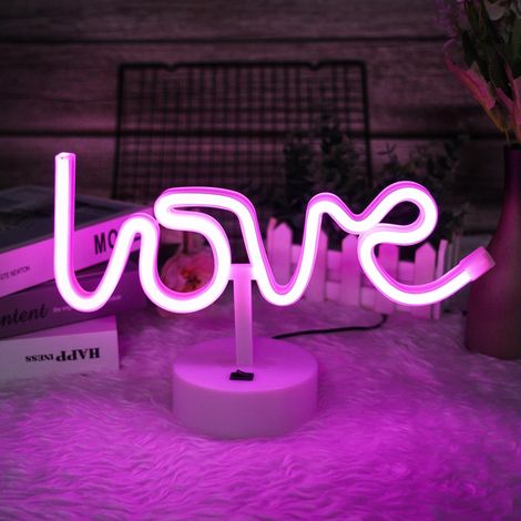 Enseigne lumineuse néon « Love », veilleuse LED pour décoration de chambre, alimentation USB/piles qd Love (1/5)