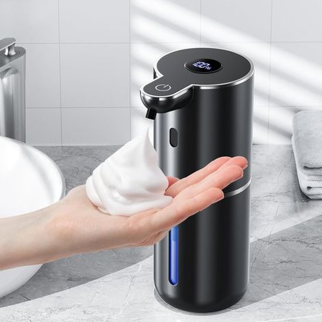 Automatischer Schaumspender Schaumtyp Schwarz 380 ml 6 Schaumstufen & 1200 mAh Kontaktlose Infrarot Betätigung Wand /Tischmontage IPX5 wasserdich (1/5)