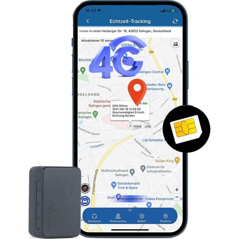 Mini Car GPS Tracker 4G with Sim Card, Real Time GPS Tracker and Alarm, Rechargeable Magnetic Tracker for Kids, Elderly, Luggage, Vehicles, 60 Days Standby, Distance (1/5)
