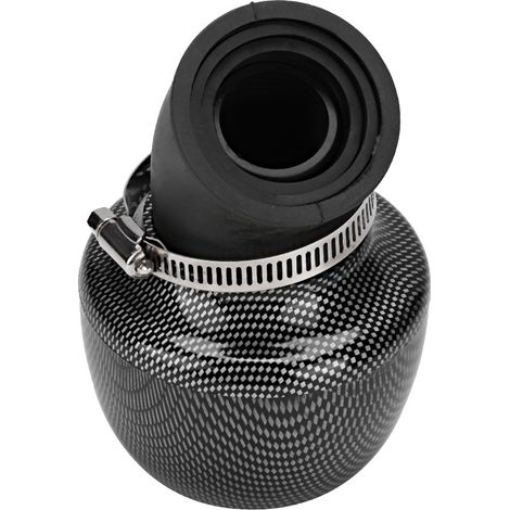 Universeller Motorrad-Luftfilter mit Carbonfaser-Textur, Motorrad-Lufteinlass, Leistungsersatz, Vergaserfilter-Kit, schwarzes Motorradteil, kompatibel mit Rollern und Custom-Bikes. (1/5)