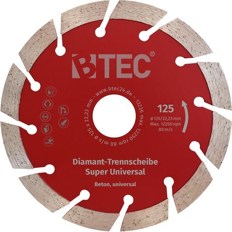 Diamanttrennscheibe 125x22,2 mm für Beton, Mauerwerk, Ziegel uvm. Diamant Trennscheibe 125 mm universal