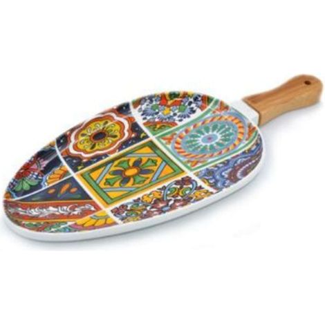 Paletta Vassoio in Porcellana con Manico in Legno 26 cm