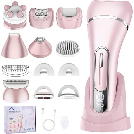 7 en 1 Rasoir Electrique,Tondeuse Bikini Femme,Tondeuse Femme Intime,Epilateur electrique,IPX7 Étanche,avec Station de Charge USB,pour La Visage Bras Jambes Aisselles Bikini (1/5)