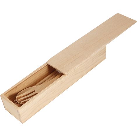 Coffret de couverts portable comprenant baguettes, fourchette et cuillère en bois, idéal pour la maison et les voyages. (1/5)