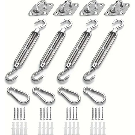 Sonnensegel-Befestigungssatz, Sonnensegel-Befestigungssatz aus Edelstahl für Dreieck und Quadrat, Rechteck, Sonnensegel-Befestigungszubehör (M6)