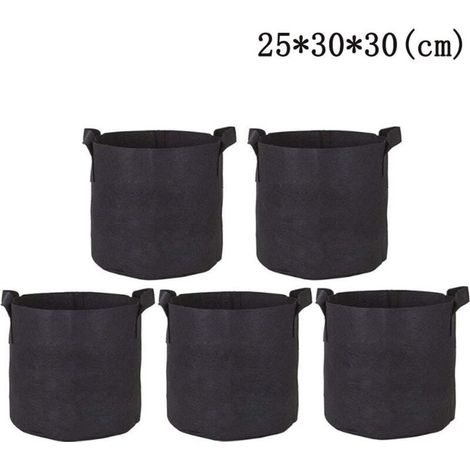 5 Morceau de Pomme de terre Pflanzsack,Grow Sac de Légumes du Jardin cache-pot Tissu Pflanzsack avec Poignées de Pommes de terre, les Tomates (Noir)