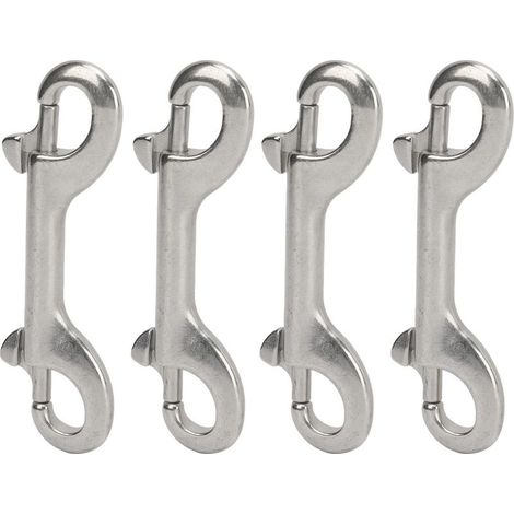 Lot de 4 mousquetons à double extrémité en acier inoxydable 316 de qualité marine en forme de B pour cordes, chaînes, sangles Longueur : 115 mm, roulement : 110 kg.. (1/4)