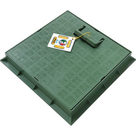 Cadre avec couvercle avec poignée piétonne en PVC, vert, 300 x 300 mm (1/5)