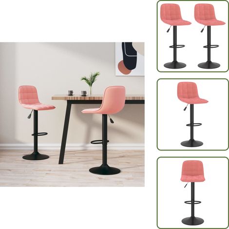 Tabourets de bar lot de 2 rose velours - Tabouret De Bar - Chaise De Bar - Tabourets De Bar - Meubles De Cuisine - Mobilier Moderne (1/5)