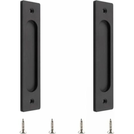 Rectangular sliding door handle with mounting screws for sliding door (matte black, 2 pieces) (1/5)