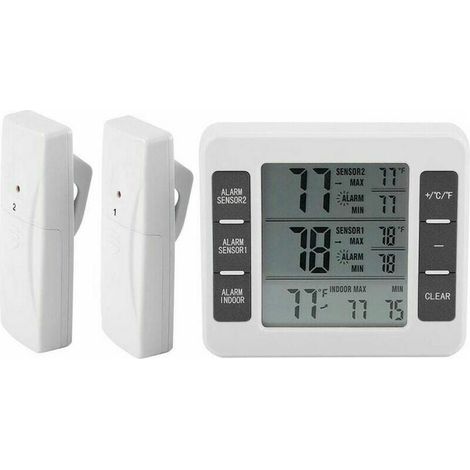 Thermometer digital for refrigerator and freezer with alarm sound and sensor without wire, display Min/Max. (1/4)