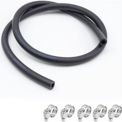 m Kraftstoffschlauch für Freischneider, NBR 8 mm, Schwarz, mit Schlauchschelle, 8 mm Innendurchmesser, für Autos, Traktoren, Rasenmäher - (1/5)