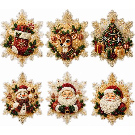 Kit de 6 aimants magnétiques pour réfrigérateur en acrylique avec strass et flocons de neige à faire soi-même - Créez une ambiance de Noël (1/5)
