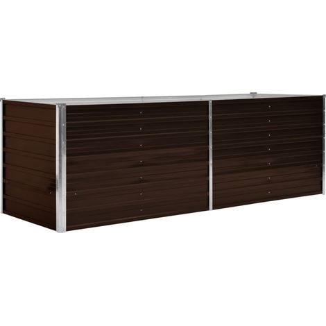 Macetero elevado plantas flores jardín marrón 240 x 80 x 77 cm acero galvanizado 020001219 (1/5)