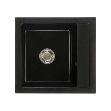 ZELVO Küchenspüle, Spülbecken, Spüle Granit schwarz 520 x 490 x 210 mm Model 2 (1/2)