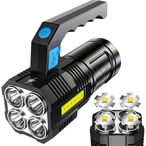 Lampe torche LED rechargeable par USB, lampe tactique haute luminosité avec éclairage latéral (1/5)