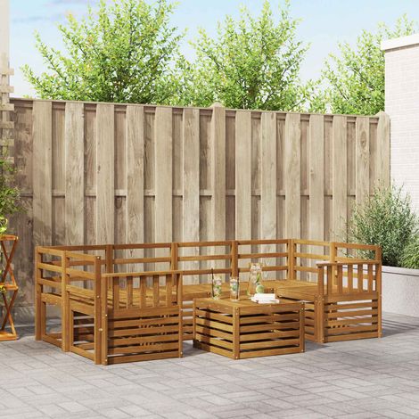 vidaXL Outdoor-Sofagarnitur 7 pcs Natur Massivholz Akazie (1/5)
