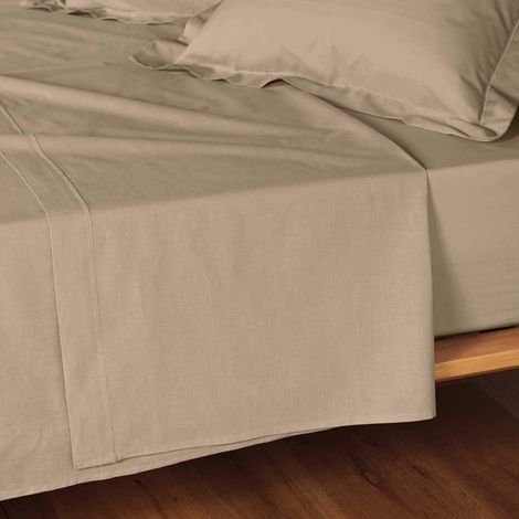 Promo Linge - Drap Plat Lina - 100% Coton - Certifié Oeko-TEX r - beige - 300x240 cm
