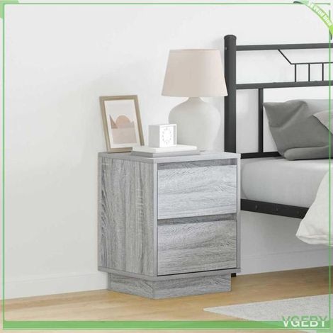 Meuble de chambre - Cabinet de chevet ABI - Gris - 1 tiroir - Bois d'ingénierie - 2 pcs (1/5)