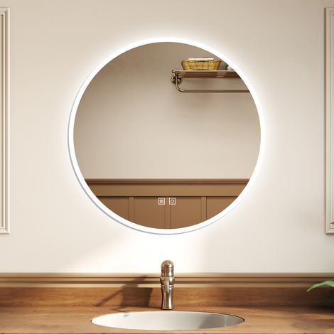 OCEAN Specchio da bagno con LED,Specchio illuminato da bagno,3 colori, Dimmerabile, Antifog, IP44 Vetro Temperato HD, Funzione Memoria, Orizzontale/Verticale (1/5)