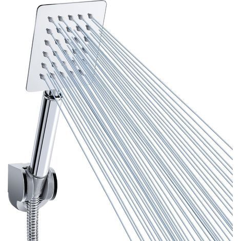 CCYKXA High Pressure Metal Handheld Shower - Square 3" Stainless Steel Shower Head - Powerful Shower Head Even Under Low Water Pressure (Square) (1/5)