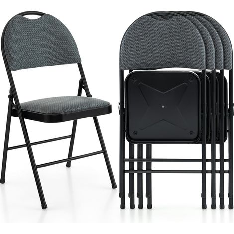Set di 4 sedie pieghevoli con seduta imbottita, Sedie pieghevoli portatili con piedini antiscivolo Grigio (1/4)