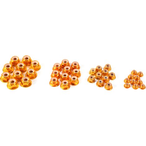 Lot de 10 écrous hexagonaux autobloquants M5 en aluminium avec insert en nylon doré (1/2)