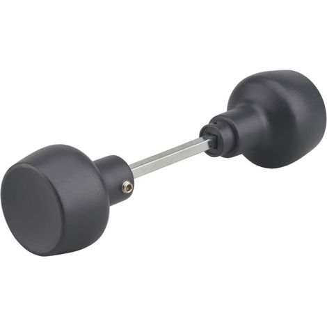 Bouton double rond gris pour serrure Horga – Carré 6mm – Longueur 100mm – Finition époxy pour usage intensif