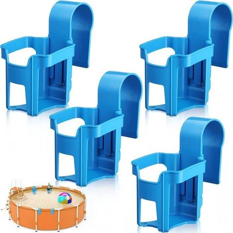 4 Pièces Porte-Gobelet au Bord de Piscine, 9CM x 7CM Porte-Gobelet en Plastique pour Piscine Panier de Tasse de Jardin, 2, (Bleu) (1/4)