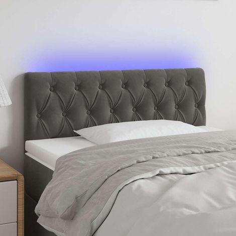Tête de lit à LED Gris foncé 100x7x78/88 cm Velours (1/5)