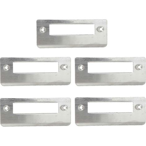 Set mit 5 Türverstärkungsplatten aus Metall, Türschutz, verstellbarer Schließplatte, Abdeckung für Türgrifflöcher – 11 x 4,5 cm – Silber