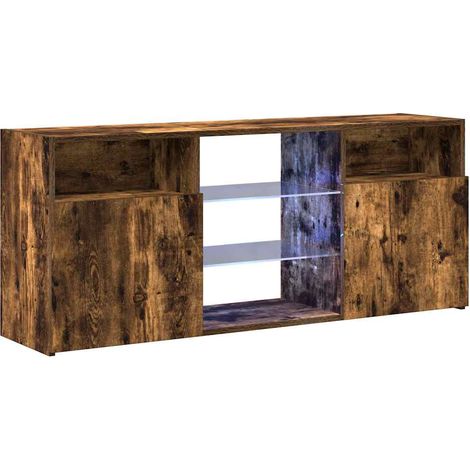 Mobile TV multimediale scaffale per televisione televisione buffet sala da pranzo soggiorno camera da letto con luci a LED rovere affumicato 120 x 30 x 50 cm marrone 020026714