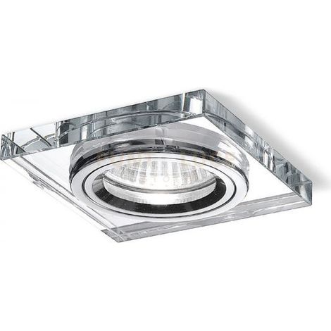 GFA321- FARETTO QUADRATO 8CM IN METALLO E CRISTALLO FINITURA CROMO 1 LUCE ATTACCO GU10