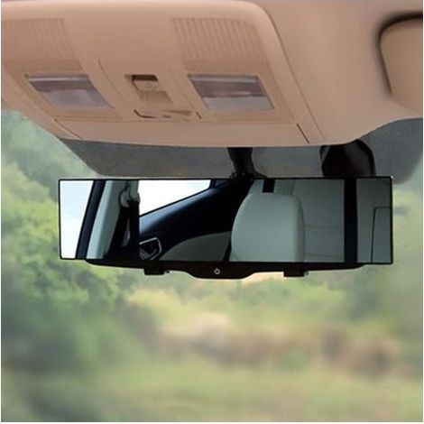 Rétroviseur Intérieur Blanc Grand Angle, Universel Panoramique Anti-éblouissant Large Vision 300mm pour Voiture, Miroir d'Angle Mort (1/5)