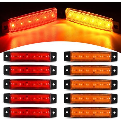 6 feux de position latéraux à LED pour remorque (lot de 10) - Feux de position latéraux 12 V / Clignotants avant et arrière (1/5)
