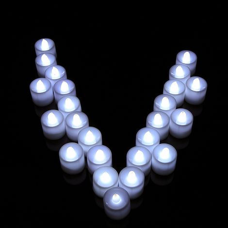 Lot de 24 bougies LED blanches sans flamme à piles, idéales pour Noël, anniversaires, mariages et autres fêtes. (1/5)