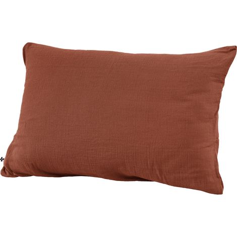 OUREA - Taie d'Oreiller 50x70cm Gaze de Coton Terracotta (1/2)
