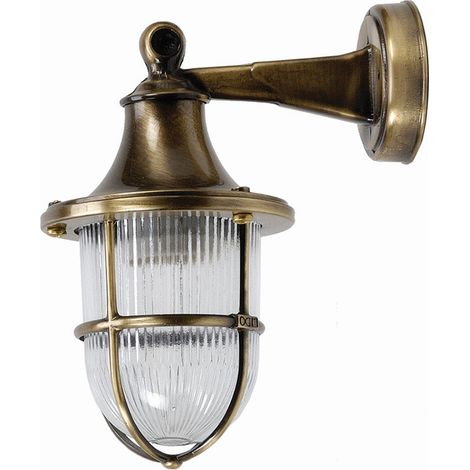 Lampe murale d'extérieur laiton massif verre H : 27 cm IP64 en antique E27 Maritim Lampe extérieure murale