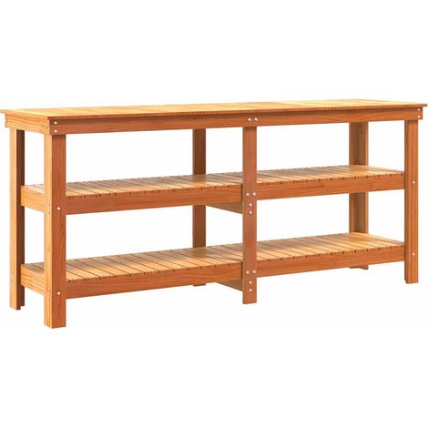 Work Bench with Shelf with Storage Wax Brown Solid Pine Wood vidaXL