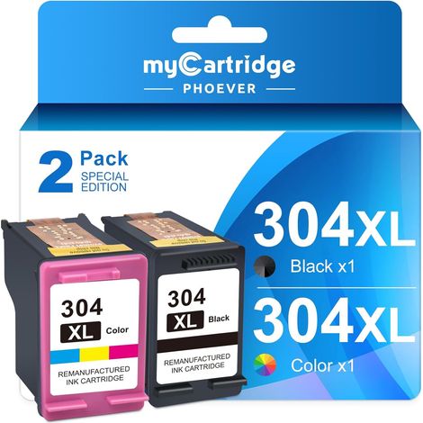 304 XL Cartouches d'encre Remplacement pour HP Cartouche 304 Noir et Couleur pour Cartouche Encre 304XL pour HP Envy 5030 5010 5020 Deskjet 3750 2630(2-pack) (1/5)